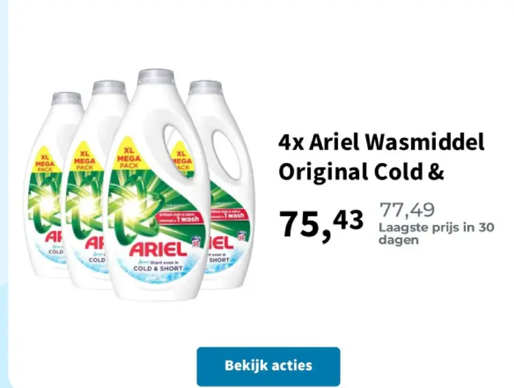 Promotie: Ariel Wasmiddel Original Cold & Short