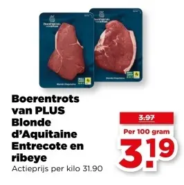 Aanbieding: Boerentrots van PLUS Blonde d'Aquitaine Entrecote en Ribeye