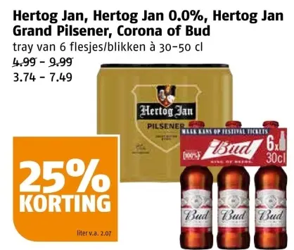 Aanbieding: Hertog Jan, Hertog Jan 0.0%, Hertog Jan Grand Pilsener, Corona of Bud