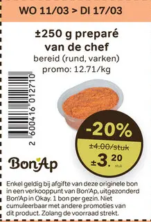 Promotie: Preparé van de chef