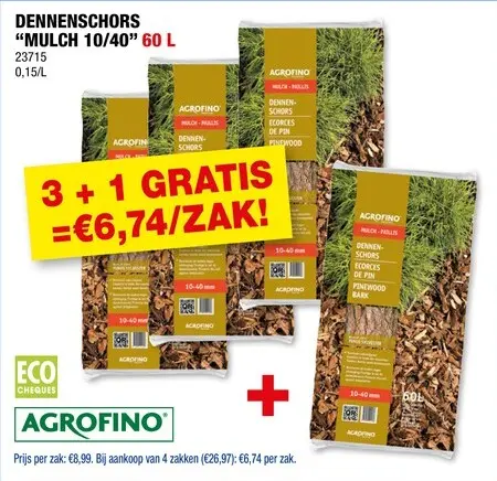 Promotie: Agrofino Mulch boomschors 10-40 mm 60l den