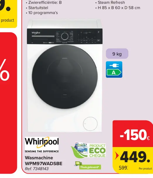 Promotie: Wasmachine WPM97WADSBE