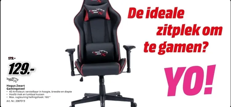 Promotie: Hogus Zwart Gamingstoel