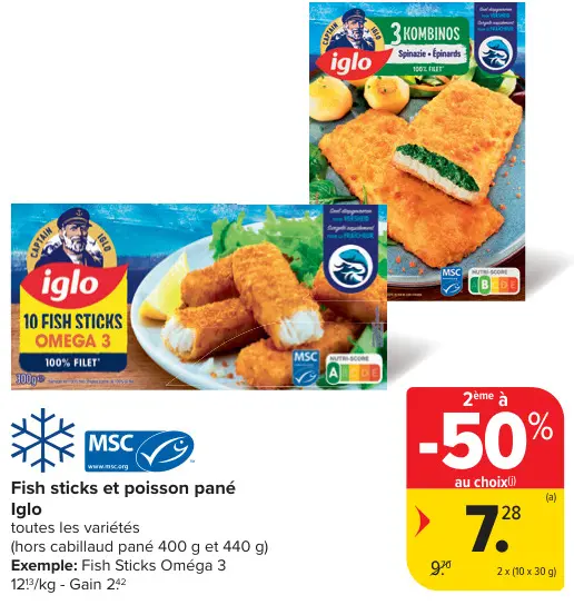 Offre: Fish sticks et poisson pané