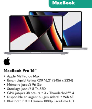 Offre: MacBook Pro 16"