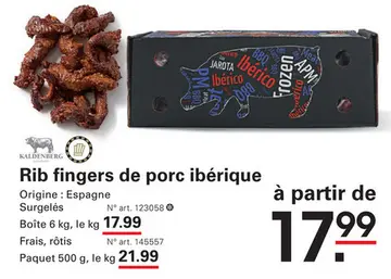 Offre: Rib fingers de porc ibérique