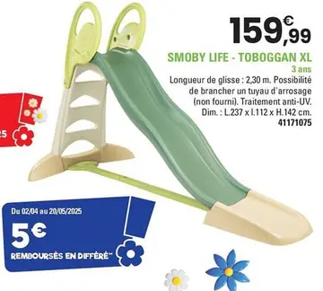 Offre: SMOBY LIFE - TOBOGGAN XL