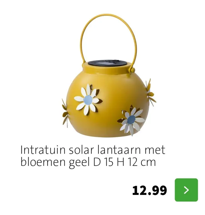 Aanbieding: Intratuin solar lantaarn met bloemen geel