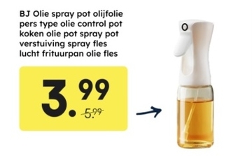 Aanbieding: BJ Olie spray pot olijfolie pers type olie control pot koken olie pot spray pot verstuiving spray fles lucht frituurpan olie fles
