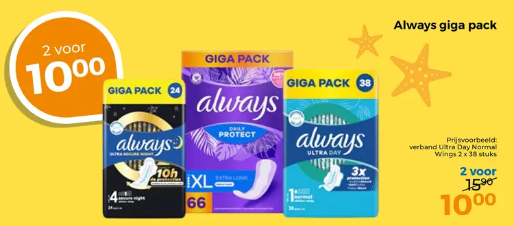 Aanbieding: Always giga pack