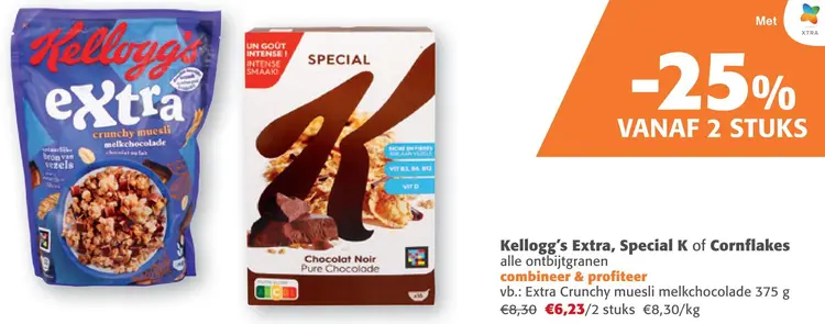 Aanbieding: Kellogg's Extra, Special K of Cornflakes alle ontbijtgranen