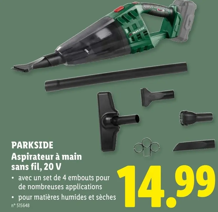 Offre: Aspirateur à main sans fil, 20 V