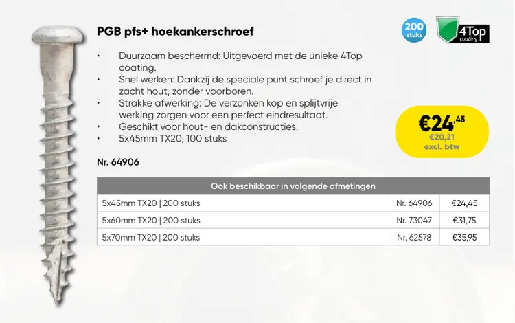 Promotie: PGB pfs+ hoekankerschroef