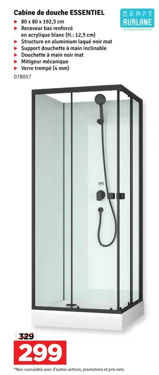 Offre: Cabine de douche ESSENTIEL