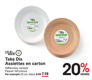 Offre: Take Dis Assiettes en carton