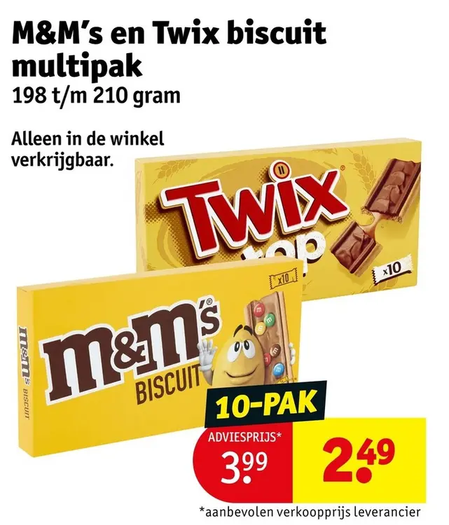 Aanbieding: M&M's en Twix biscuit multipak