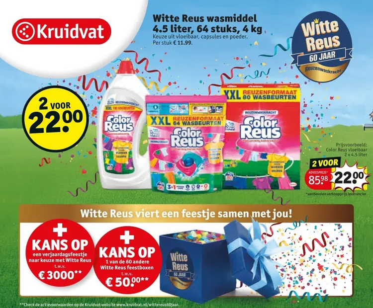 Aanbieding: Wasmiddel 4.5 liter, 64 stuks, 4 kg