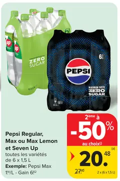 Offre: Pepsi Regular, Max ou Max Lemon et Seven Up