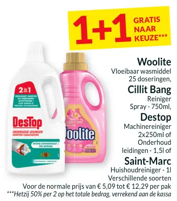 Promotie: Woolite Vloeibaar wasmiddel, Cillit Bang Rein