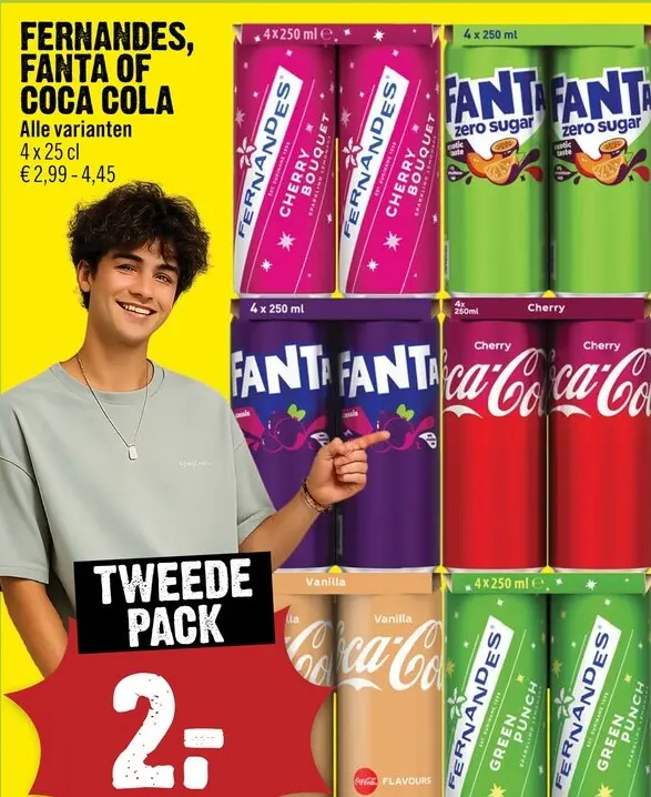 Aanbieding: Fernandes, Fanta of Coca cola