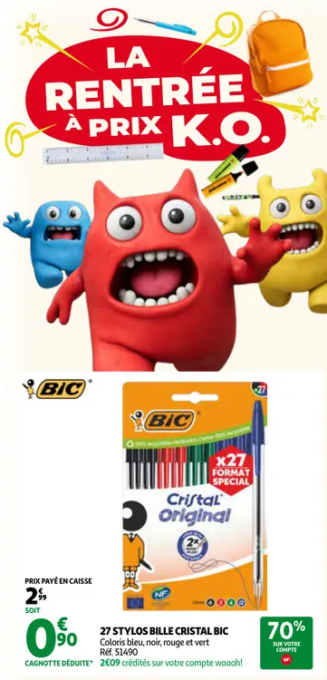 Offre: Stylos bille cristal BIC