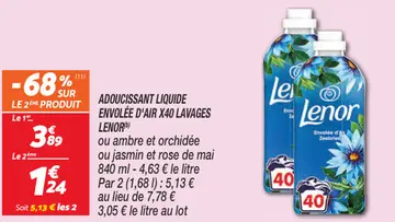 Offre: ADOUCISSANT LIQUIDE ENVOLÉE D'AIR X40 LAVAGES