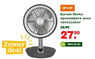Aanbieding: Eurom Vento opvouwbare accu ventilator