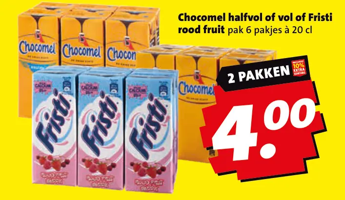 Aanbieding: Chocomel halfvol of vol of Fristi rood fruit