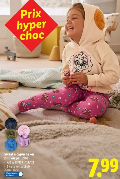 Offre: Sweat à capuche ou pull en peluche