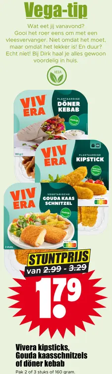 Aanbieding: Vivera kipsticks, Gouda kaasschnitzels