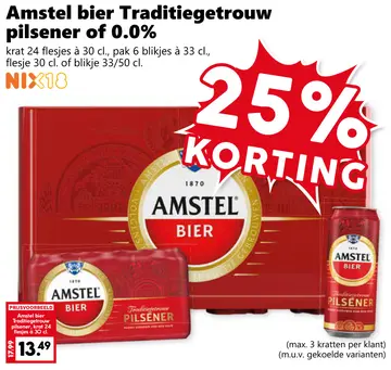 Aanbieding: Amstel bier Traditiegetrouw pilsener of 0.0%