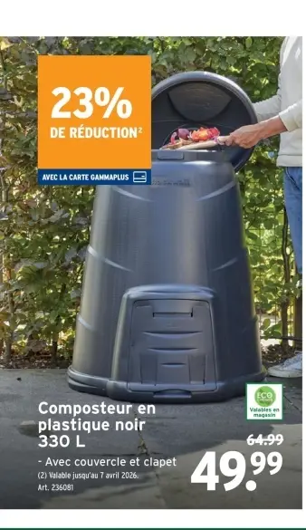 Offre: Composteur en plastique noir