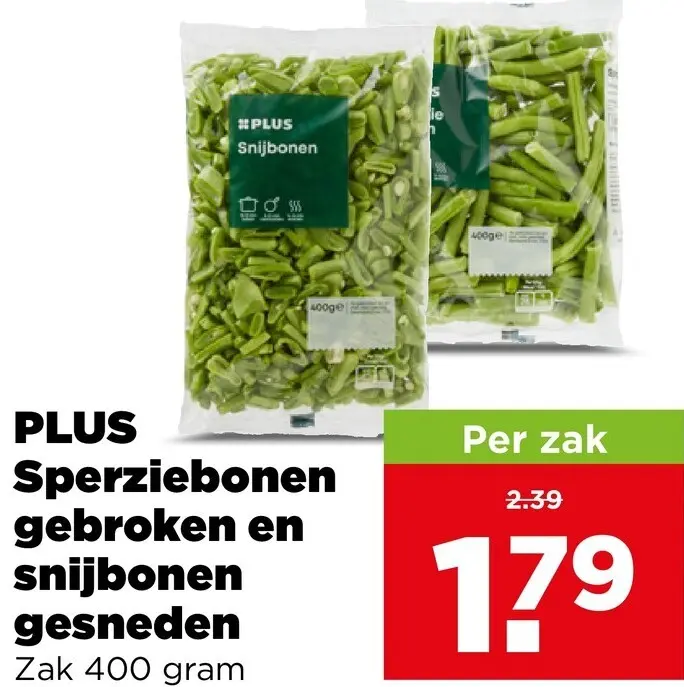Aanbieding: PLUS Sperziebonen gebroken en snijbonen gesneden