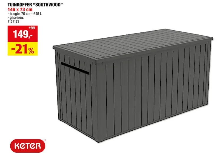 Promotie: Keter Southwood opbergbox 645l antraciet