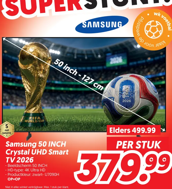 Aanbieding: Samsung 50 INCH Crystal UHD Smart TV 2026