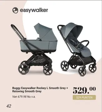 Aanbieding: Buggy Easywalker Rockey L Smooth Grey + Reisw