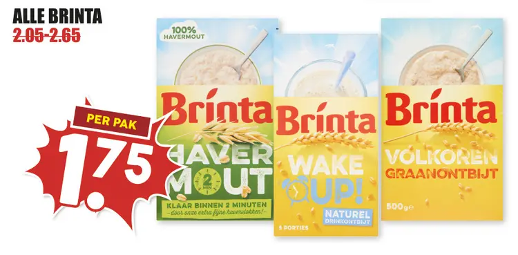 Aanbieding: Brinta Haver Mout, Wake Up! Naturel Drinkontbijt