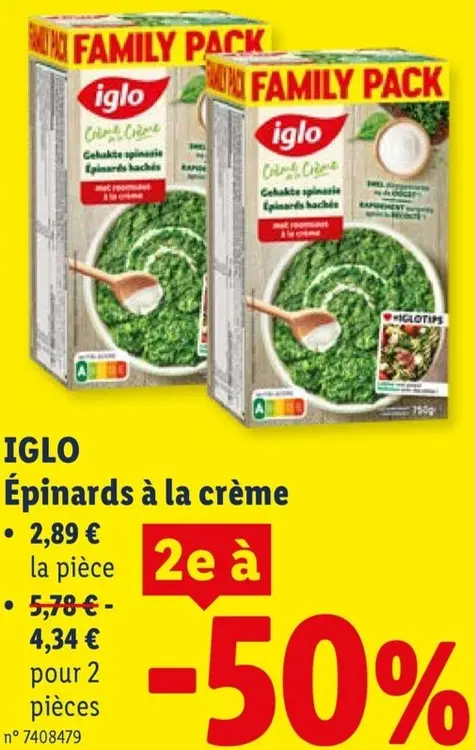 Offre: Épinards à la crème