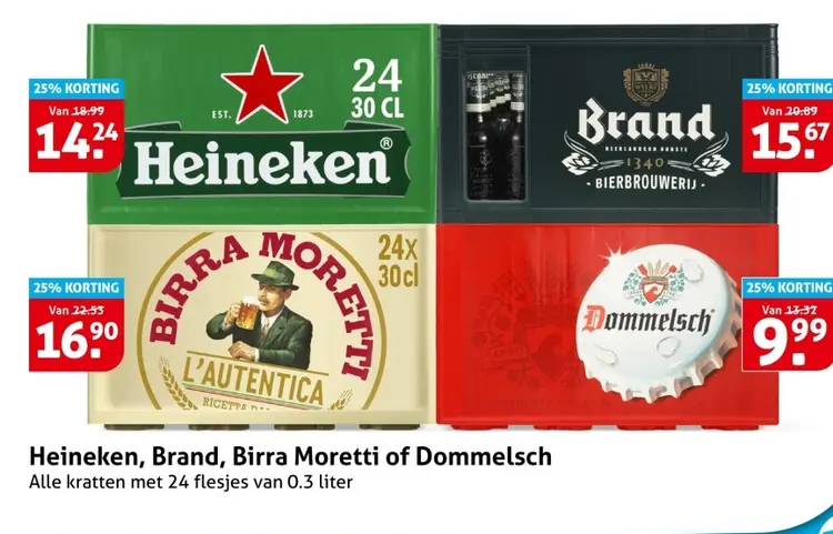Aanbieding: Heineken, Brand, Birra Moretti of Dommelsch