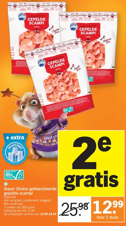 Promotie: Super Choice geblancheerde gepelde scampi