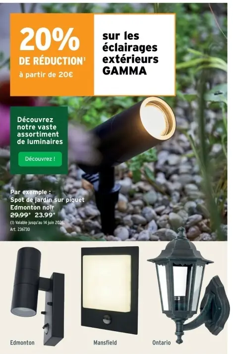 Offre: Spot de jardin sur piquet Edmonton noir
