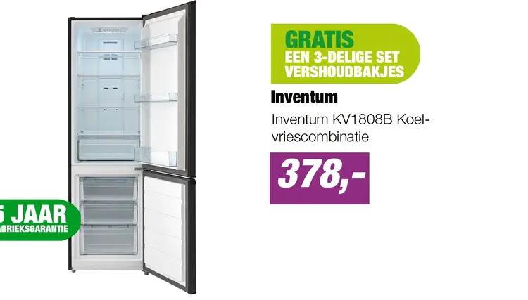 Aanbieding: Inventum KV1808B Koel-vriescombinatie