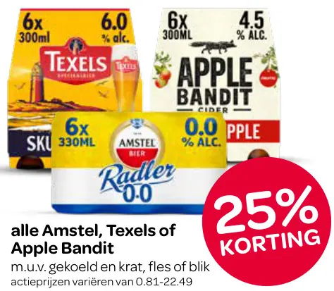 Aanbieding: Amstel, Texels of Apple Bandit