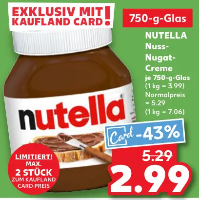 Aanbieding: NUTELLA Nuss-Nugat-Creme