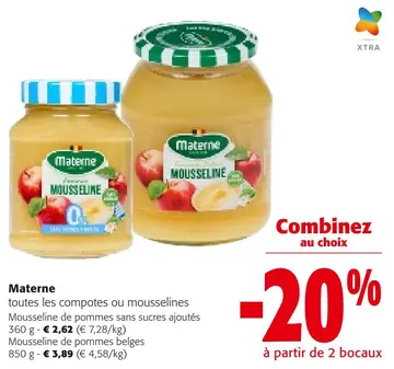 Offre: Materne toutes les compotes ou mousselines