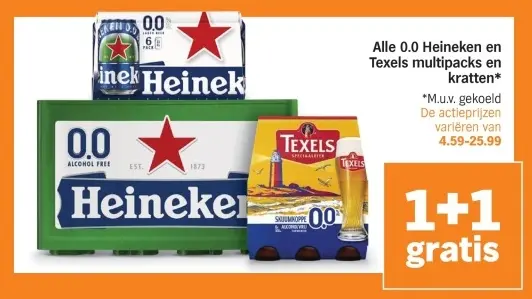 Aanbieding: Alle 0.0 Heineken en Texels multipacks en kratten