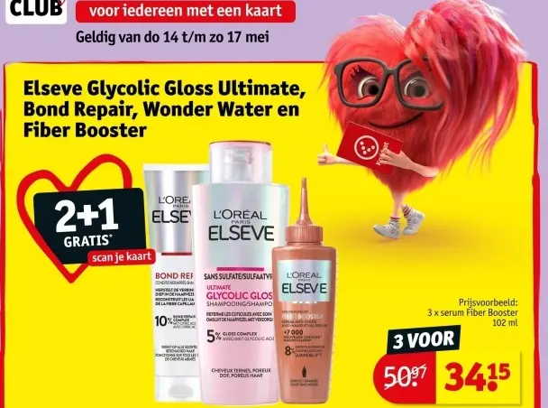 Promotie: Elseve Glycolic Gloss Ultimate, Bond Repair, Wonder Water en Fiber Booster
