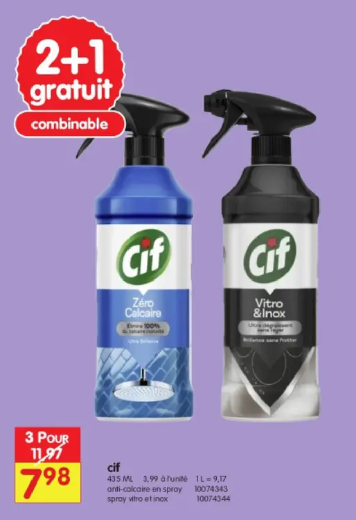 Offre: Cif anti-calcaire en spray / spray vitro et i
