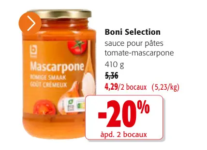 Offre: sauce pour pâtes tomate-mascarpone