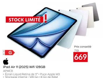 Offre: iPad Air 11 (2025) Wifi 128GB
